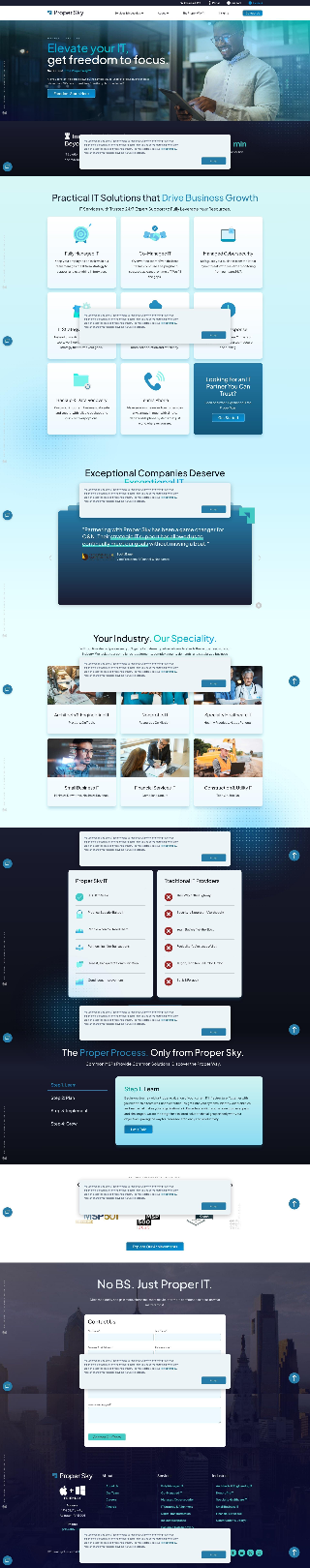 propersky.com homepage, full page